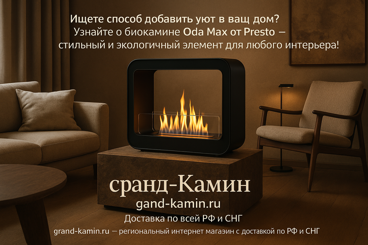    Как создать атмосферу уюта с биокамином Oda Max от Presto: 10 секретов и советы для вашего интерьера Kamin