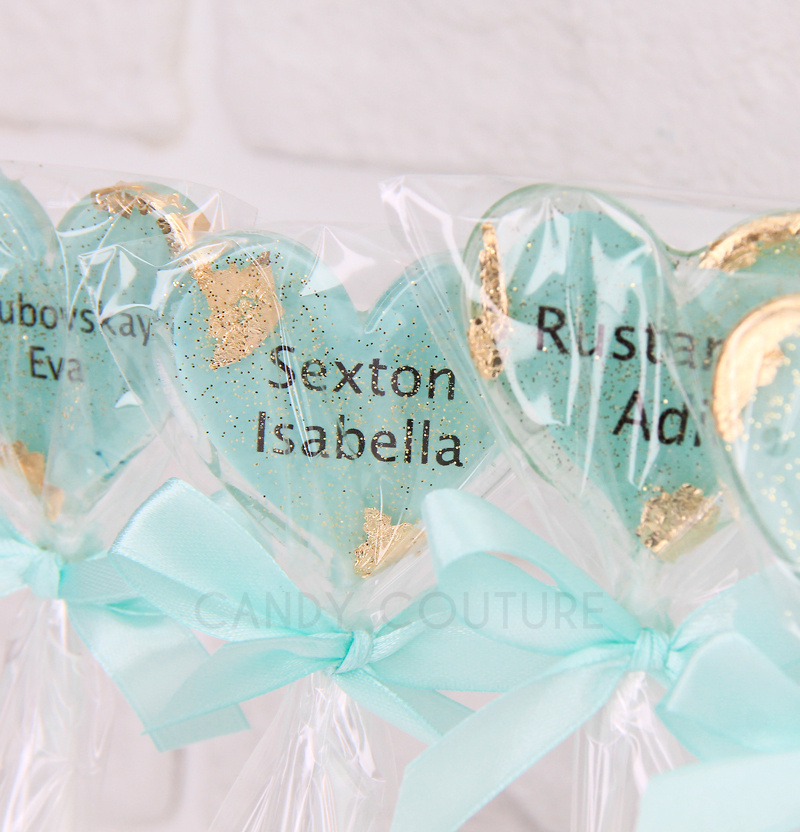 Леденцы из изомальта с картинкой внутри леденца, золотой поталью и блестками