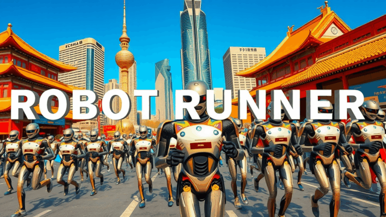    Роботы-гуманоиды принимают участие в полумарафонской гонке в Пекине