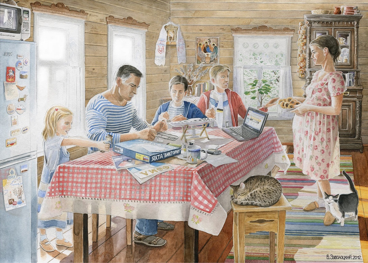 Картина Бориса Заболоцкого "Крепкая семья - сильная Россия" (2012 г.)