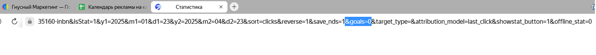 Адресная строка отчета "по площадкам"