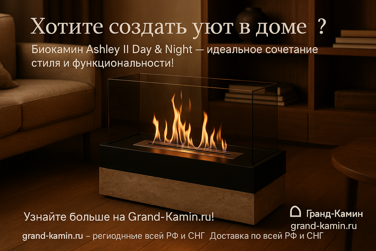    Создайте идеальный уют в вашем доме с биокамином Ashley II Day & Night который изменит атмосферу навсегда Kamin