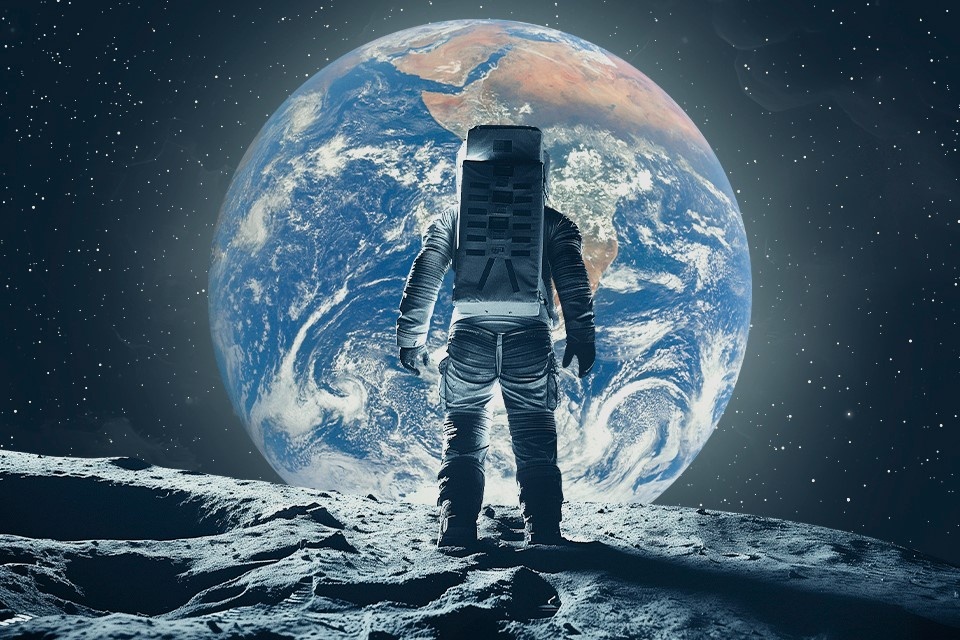 космонавт на луне