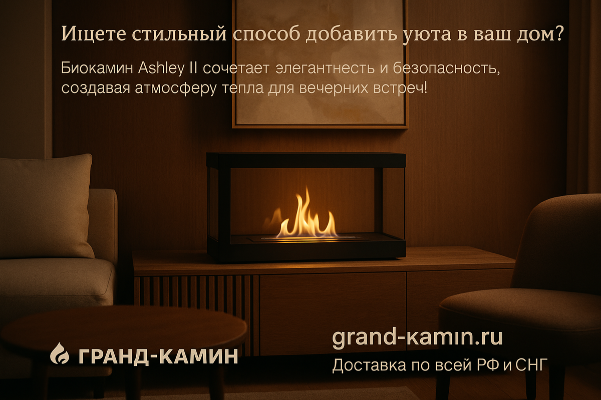    Биокамин Ashley II: создайте идеальный уют и стиль в вашем внешнем пространстве с безопасностью и элегантностью Kamin