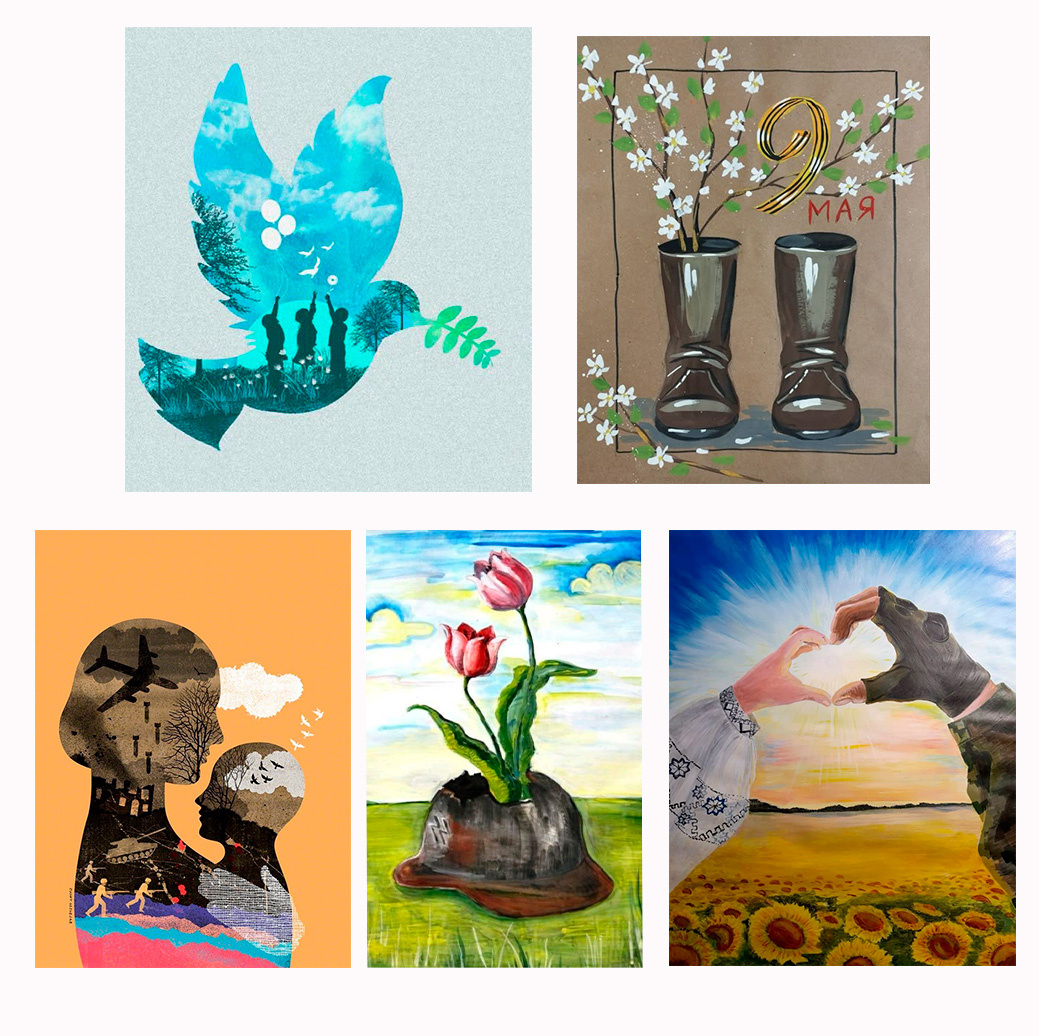 К рисункам можно применить бумажные аппликации, например, сделать объёмными цветы. Источник фото: pinterest.com