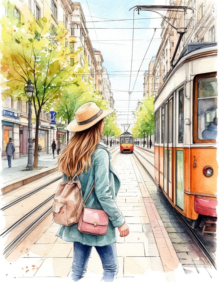 Образ «Девушки в ритме города», созданный нейросетью по моему художественному замыслу.