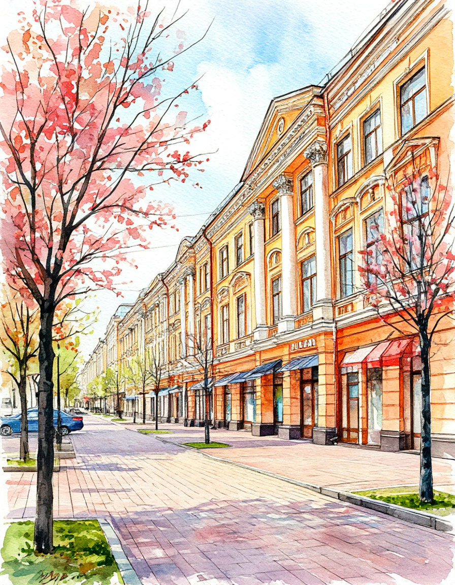 «Утренний город» — визуализация нейросети по мотивам моего запроса.