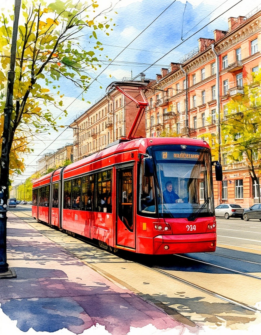 «Трамвай» — визуализация нейросети по мотивам моего запроса.