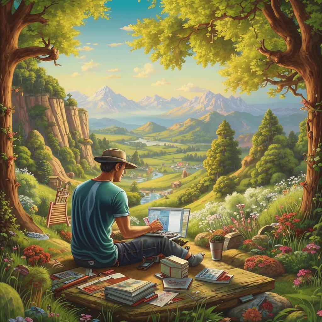 Перед вами человек, занятый любимым делом. В уединении с природой, раскрывающий свой талант.