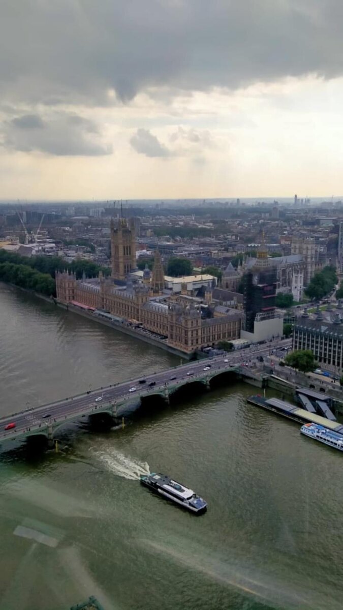 Фото из кабины колеса обозрения Лондонский глаз