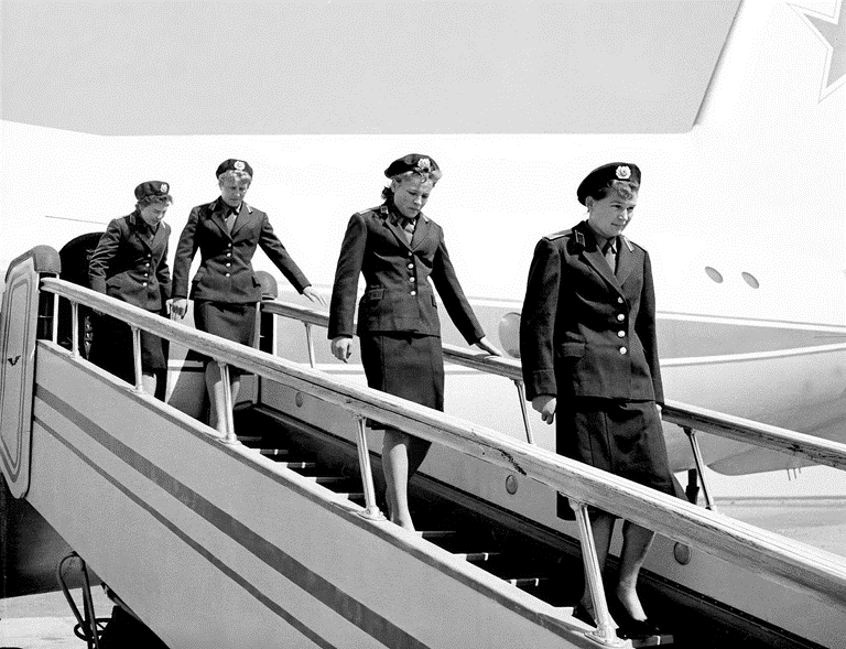 В. Терешкова, Ж. Ёркина, В. Пономарёва, И. Соловьёва. Архив: Московский музей космонавтики