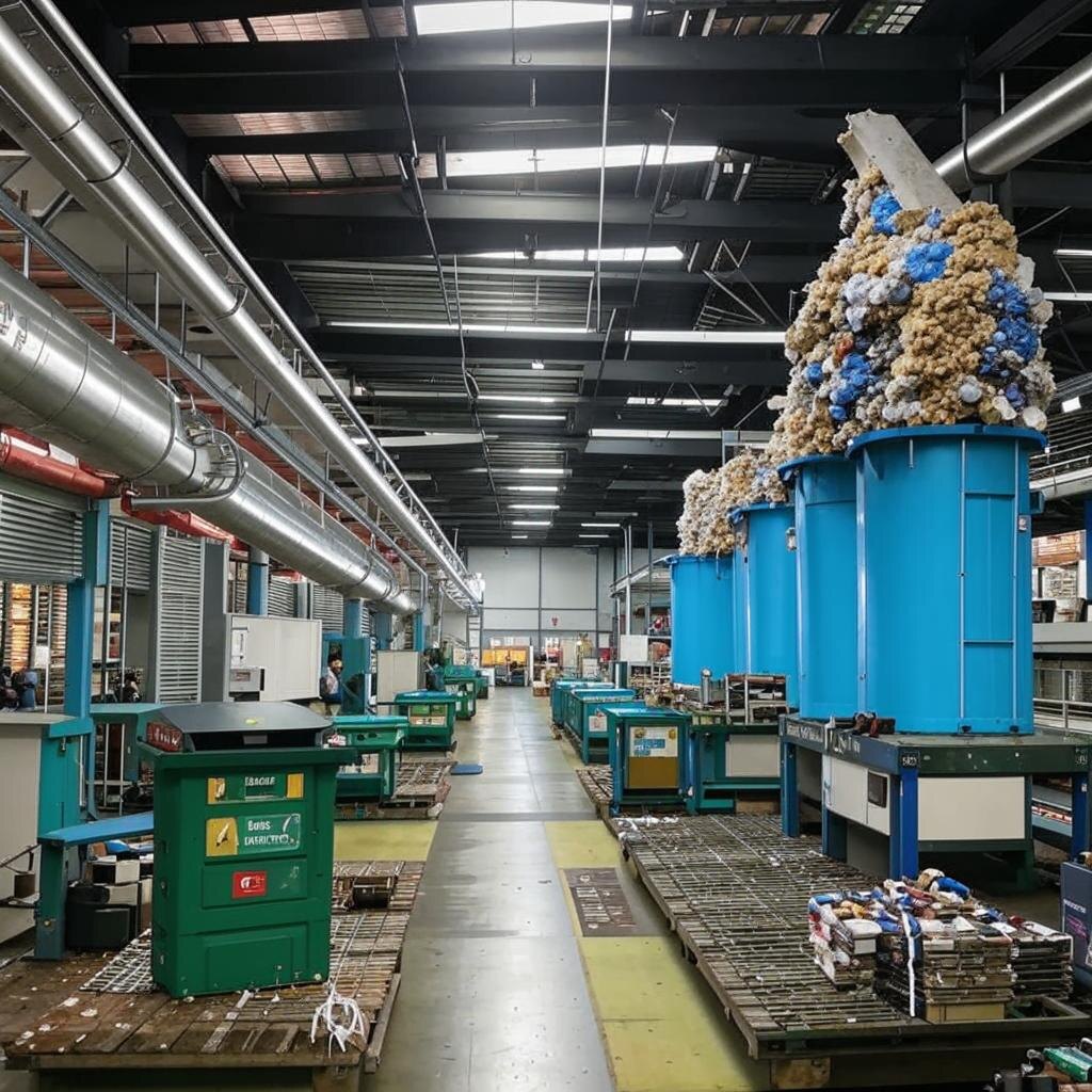 Инновационные технологии для переработки отходов, включая автоматизированные системы сортировки, переработку пластика и стекла, а также плавление металлических отходов.