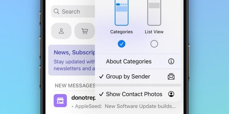    Теперь можно быстро переключиться между режимами и убрать отображение лишней информации в приложении «Почта» на iPhone