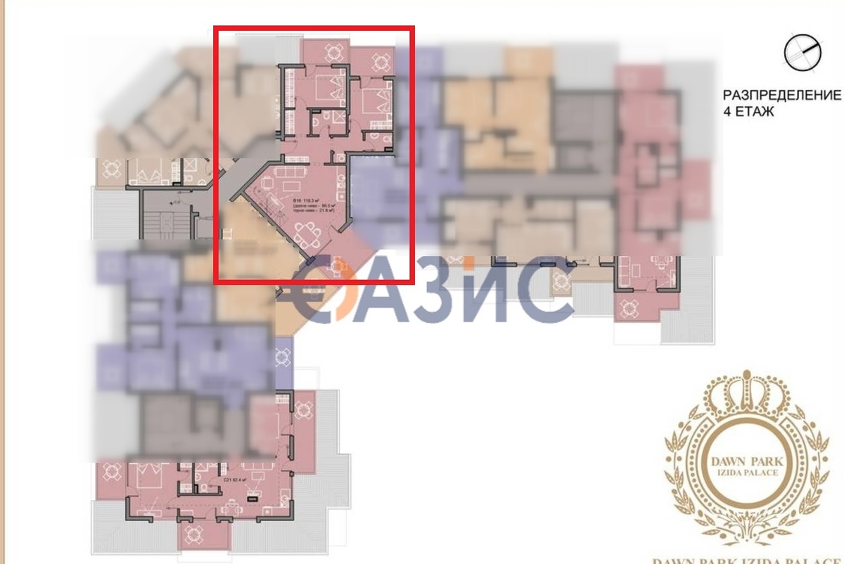 Планировка первого и второго уровня пентхауса в Изида Палас, Солнечный берег.