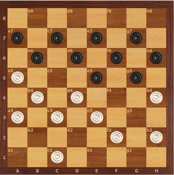 1.hg3! gf4 3.g3! 4.bc5 5.c:g5 6.h6x