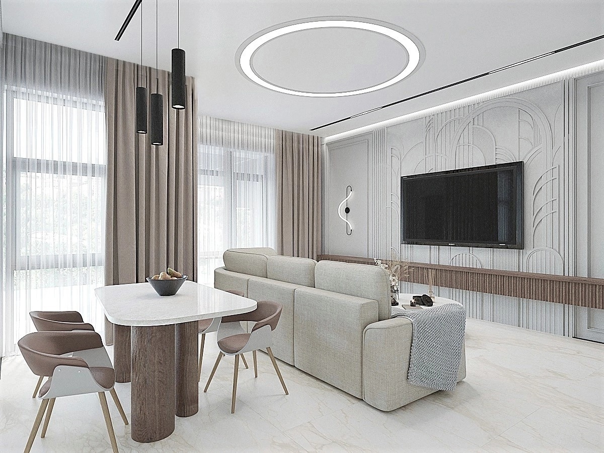 Проект квартиры в минималистичном дизайне, которую разработала СК "Пионер" 