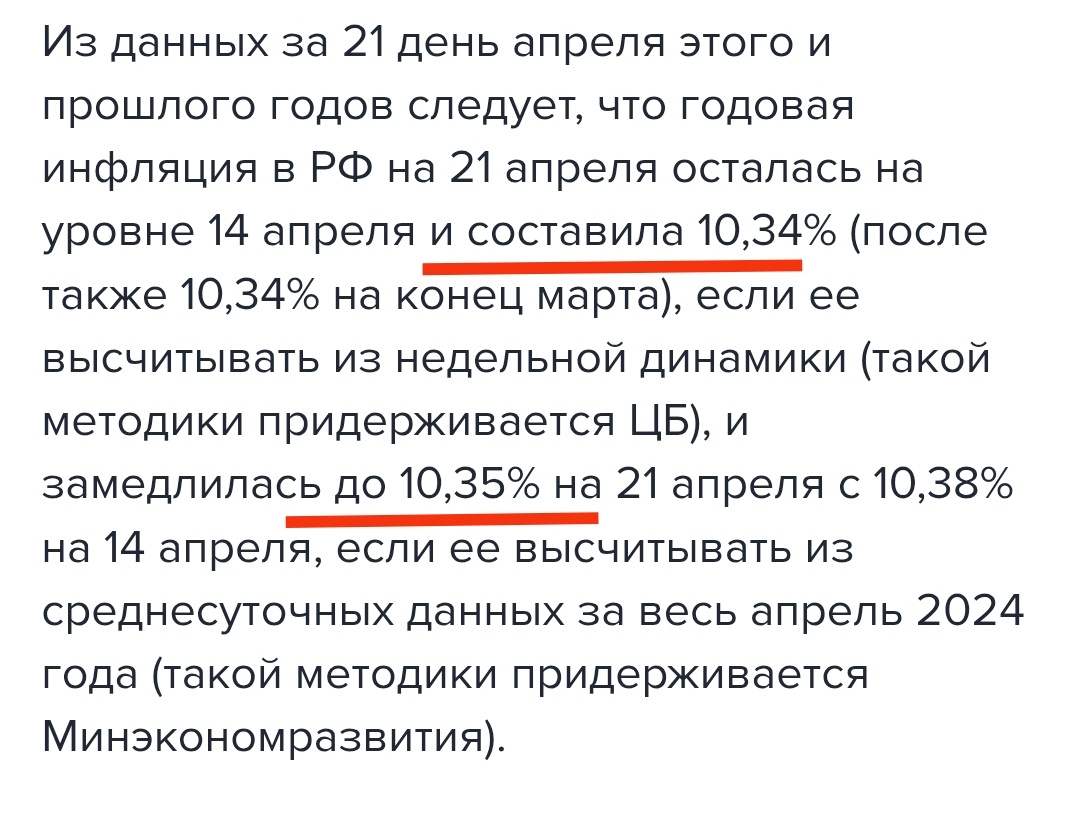 Пример разной годовой инфляции. 