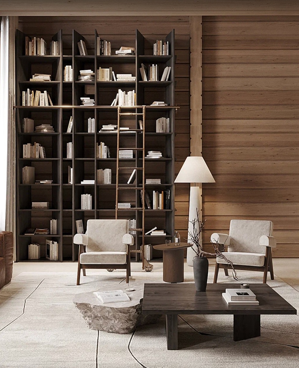 В доме реализована мечта заказчиков о домашней библиотеке