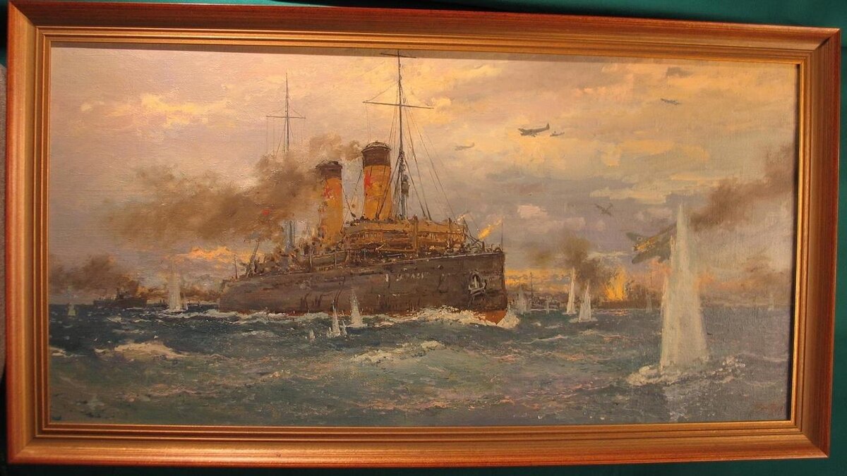 «Красин» идет в составе PQ-15. Худ. С. В. Пен, 2008 г. Картина из фондов музея «Ледокол «Красин»