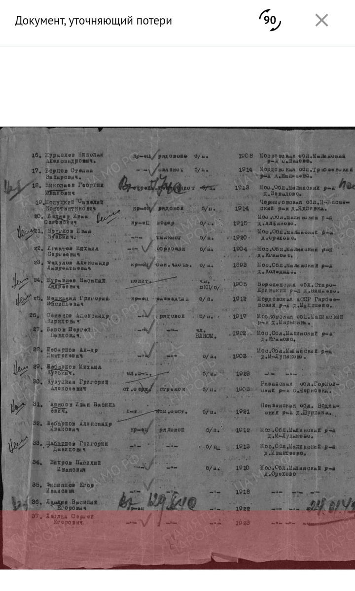 Документ с сайта Память народа 