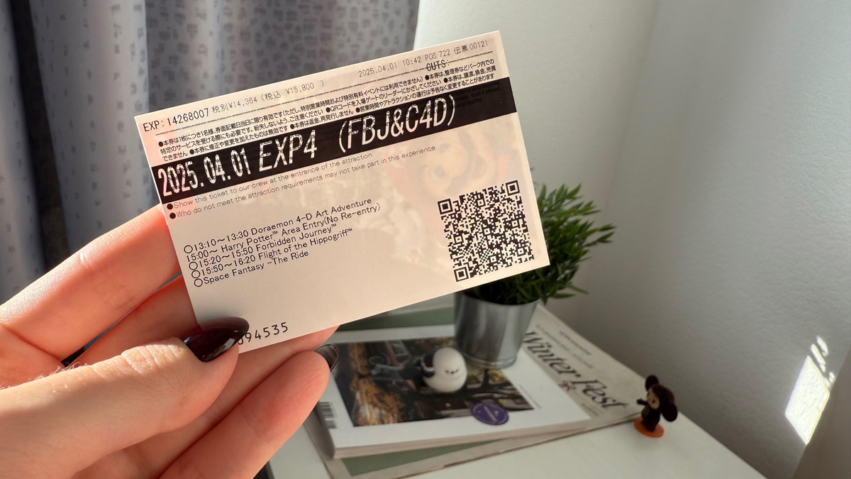 Пример экспресс-пасса с указанием времени, к которому надо подойти на аттракцион (у последнего аттракциона любое время)