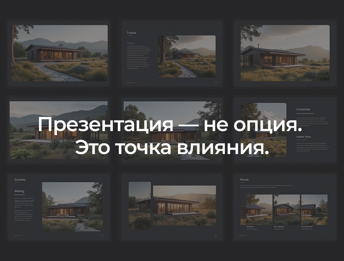 Презентация — это не дизайн, а точка влияния.
Почему отказ от визуальной подачи тормозит сделки?
Разбираем главный миф и показываем, как сэкономить время, повысить доверие и продать раньше показа.
