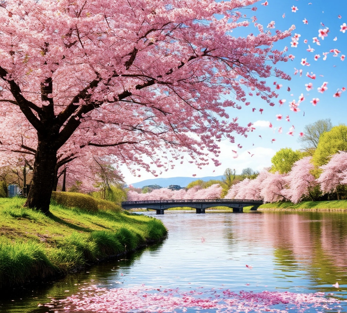 Цветущая сакура на фоне голубого неба — символ мимолетной красоты