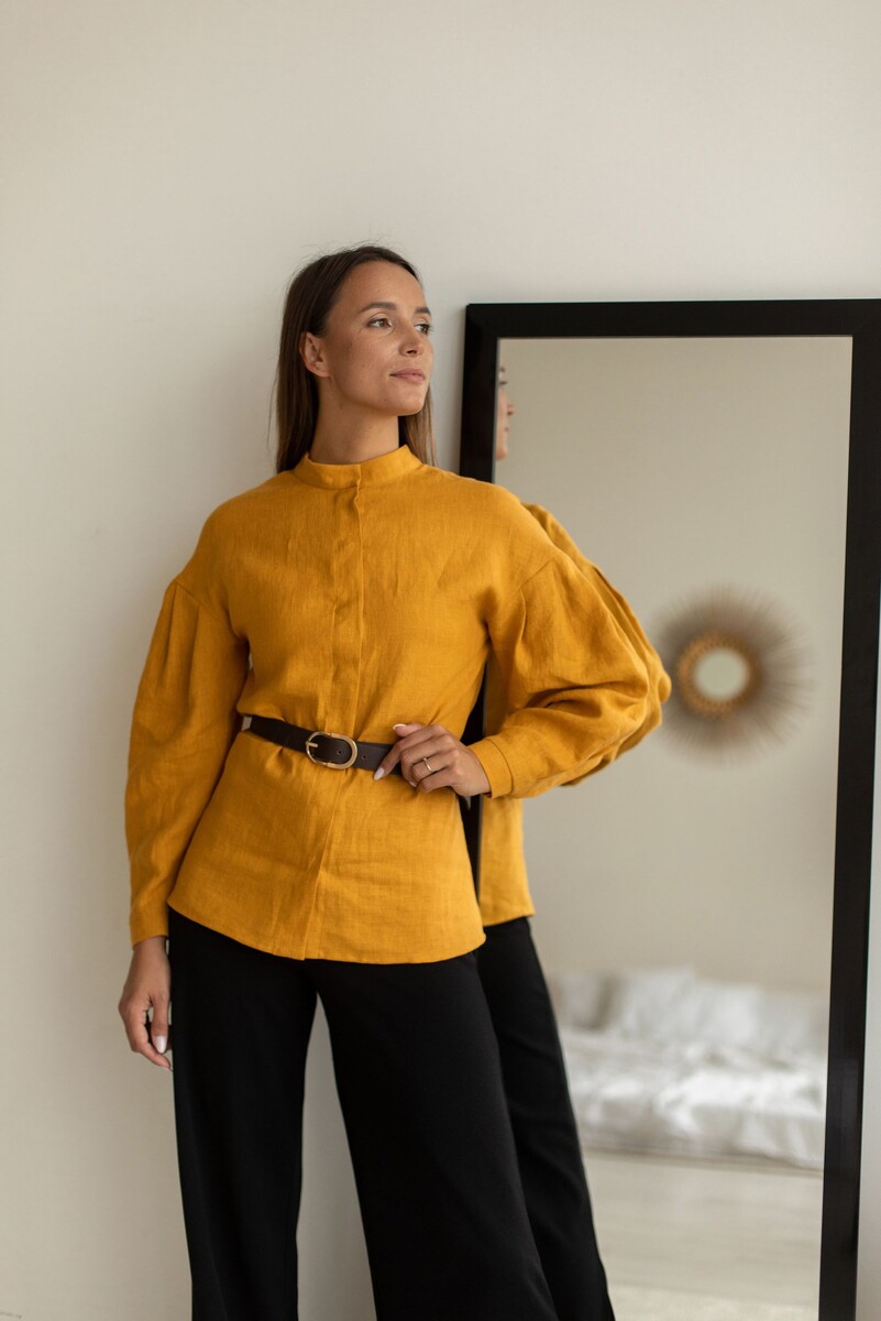 Льняная рубашка горчичного цвета Molinialife