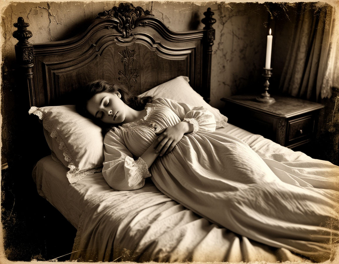 Старинная фотография спящего человека из викторианской эпохи. Или это не сон, а нечто большее?