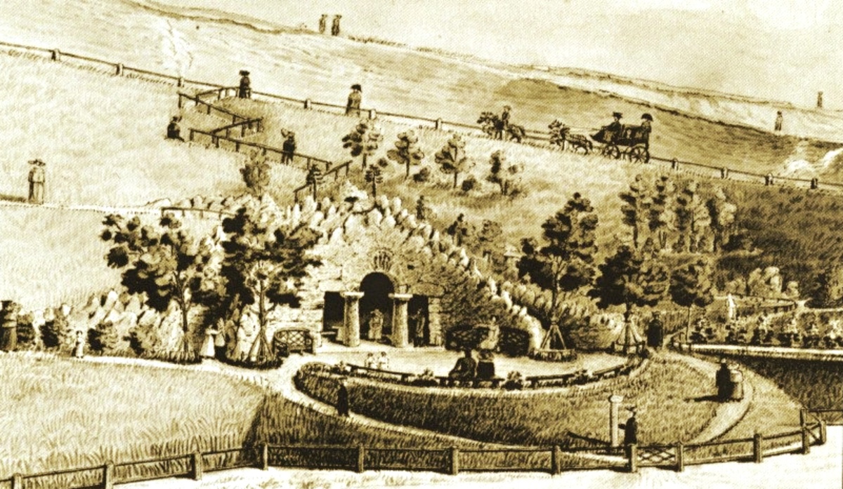 Грот Дианы. Рис. Джузеппе Бернардацци. 1832 год. источник: https://vk.com/wall-78774547_14