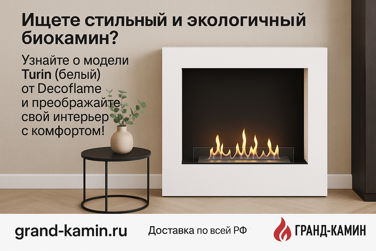    Как биокамин Turin (белый) преобразит ваш дом: секреты уюта и стиля для идеального интерьера Kamin