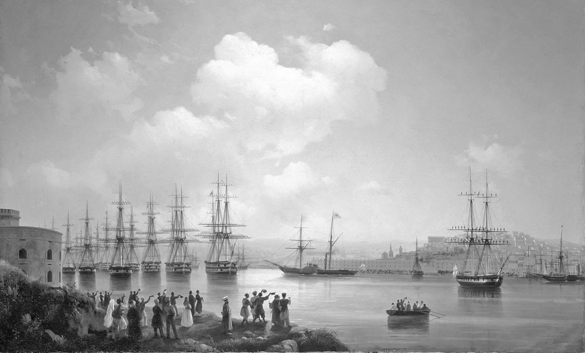 Эскадра Черноморского флота на Севастопольском рейде. Художник И.К. Айвазовский, 1846