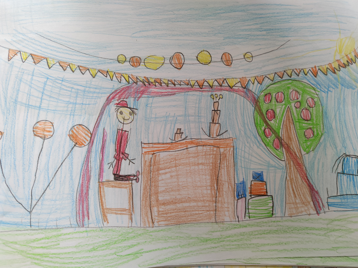 Пример поздравительного рисунка для сына-аутиста в садике на День рождения. Фото моё