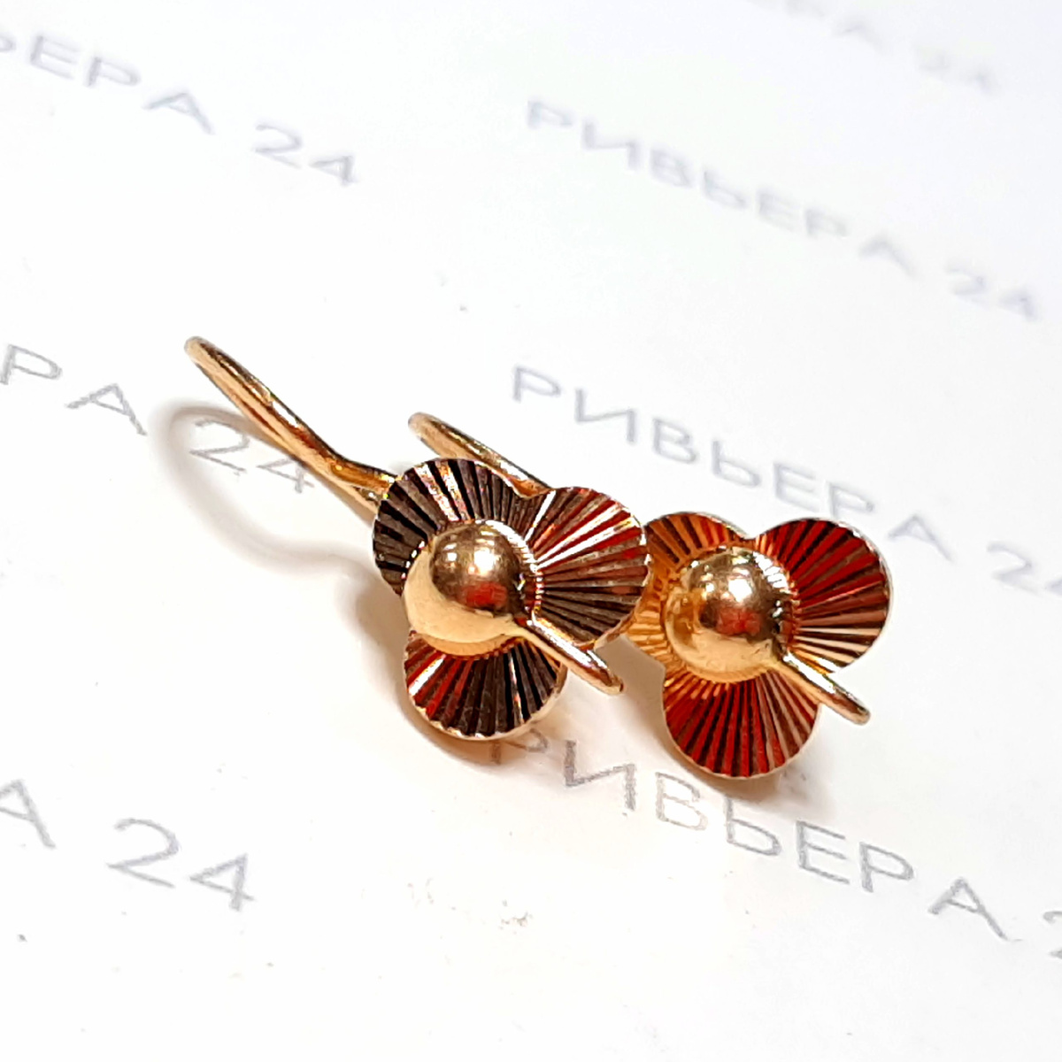 Серьги трилистник 583 пробы РЮЗ