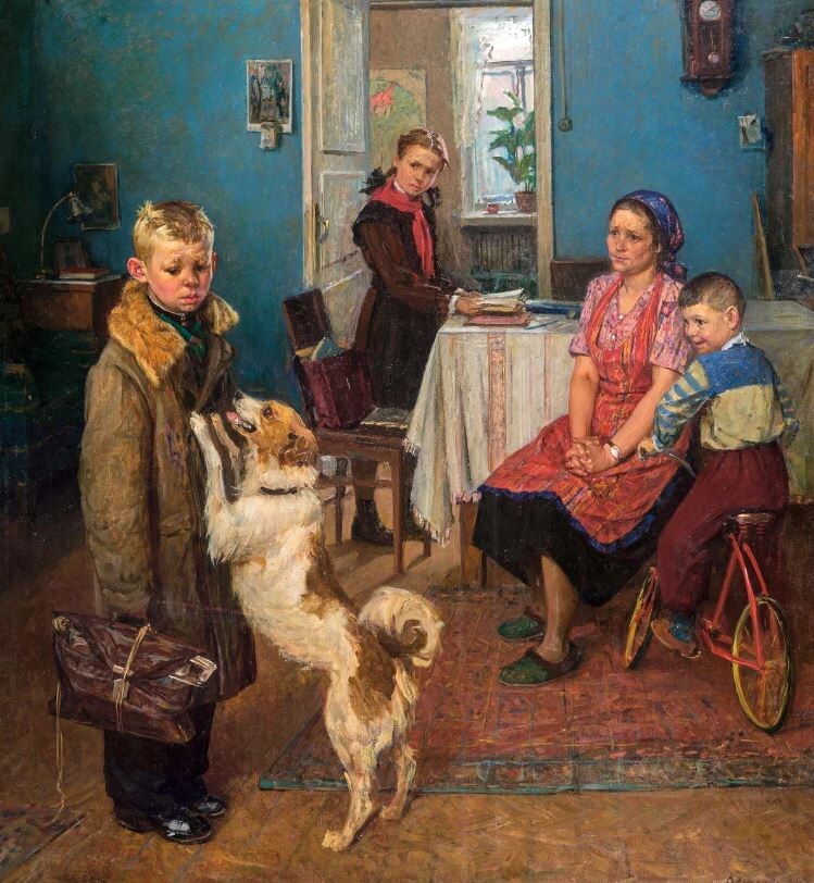 «Опять двойка». Картина написана в 1952 году. Художник Фёдор Решетников