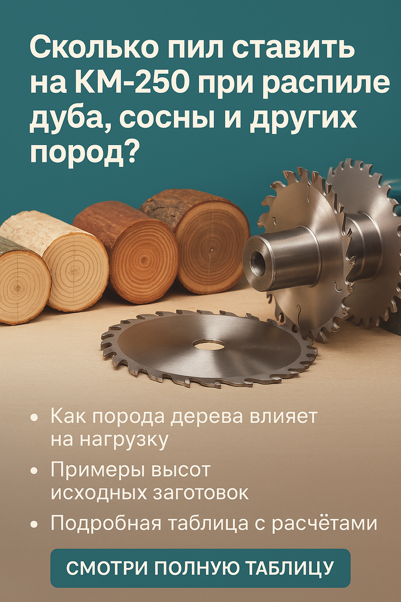 Как правильно выбрать количество пильных дисков для станка КМ-250
