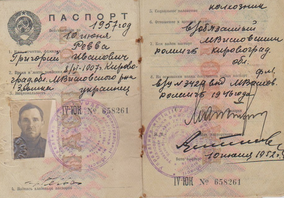 Паспорт колхозника