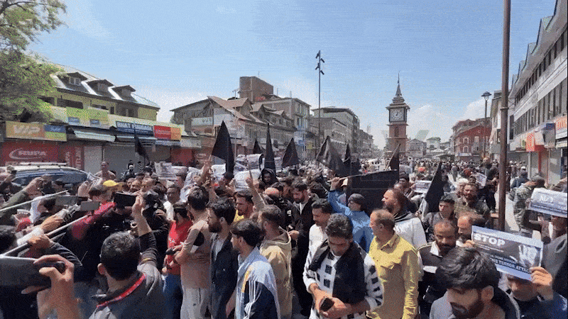 Демонстранты в Сринагаре, летней столице индийского Кашмира, протестуют против того, что власти прошляпили теракт в Пахалгаме. Видео: Ruptly