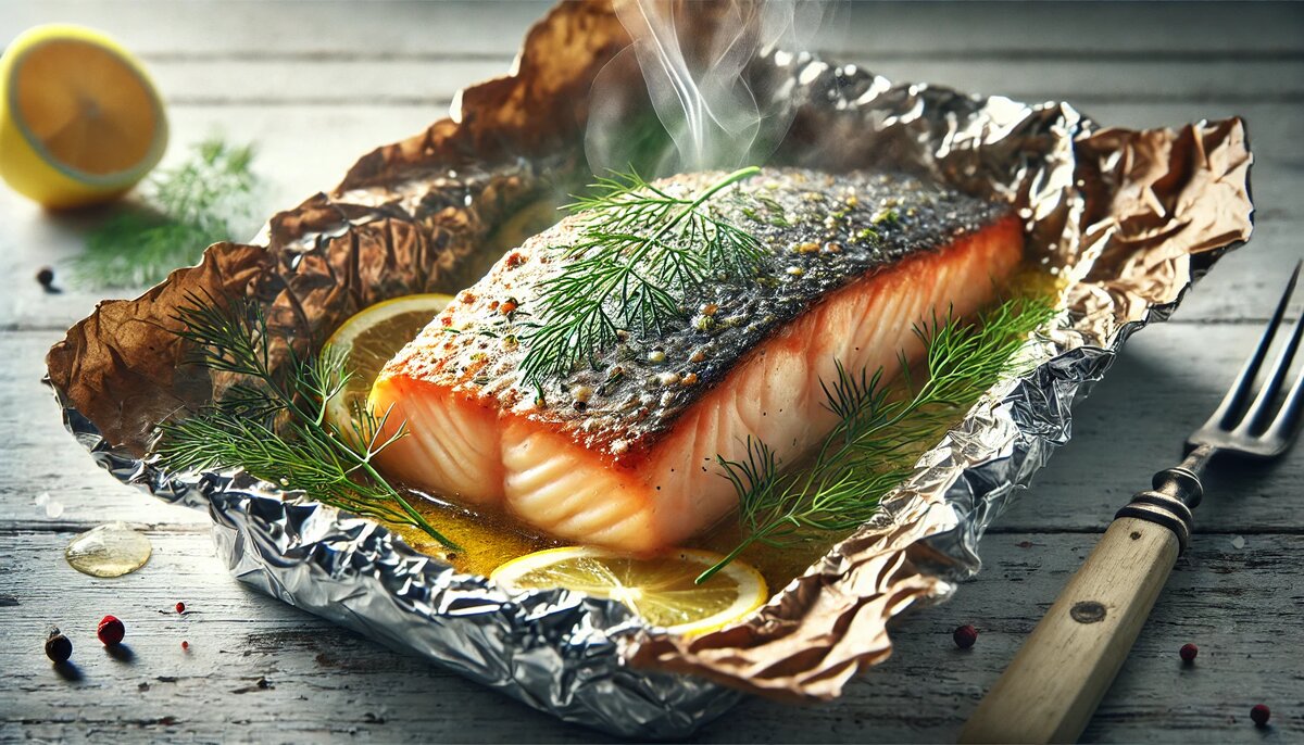 Рыба в духовке: сочный лосось, запеченный в фольге с лимоном и укропом