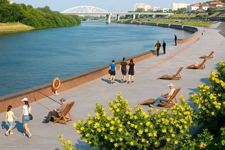 Шезлонги и места для рыбалки.
Фото: URA.RU