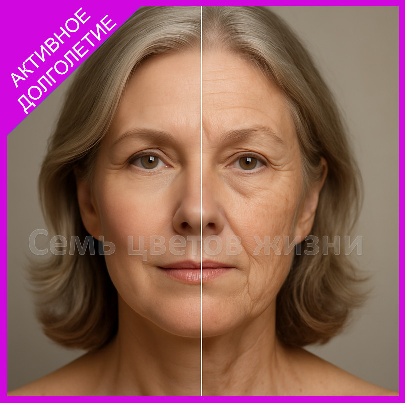 Сравнение состояния кожи у женщины 50 лет: ухоженное и неухоженное лицо — иллюстрация процессов старения и ухода за кожей."