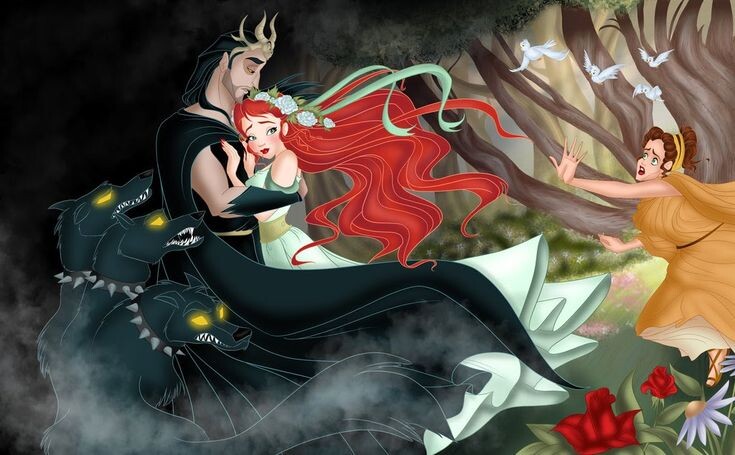 Деметра пытается вырвать свою дочь из объятий Аида