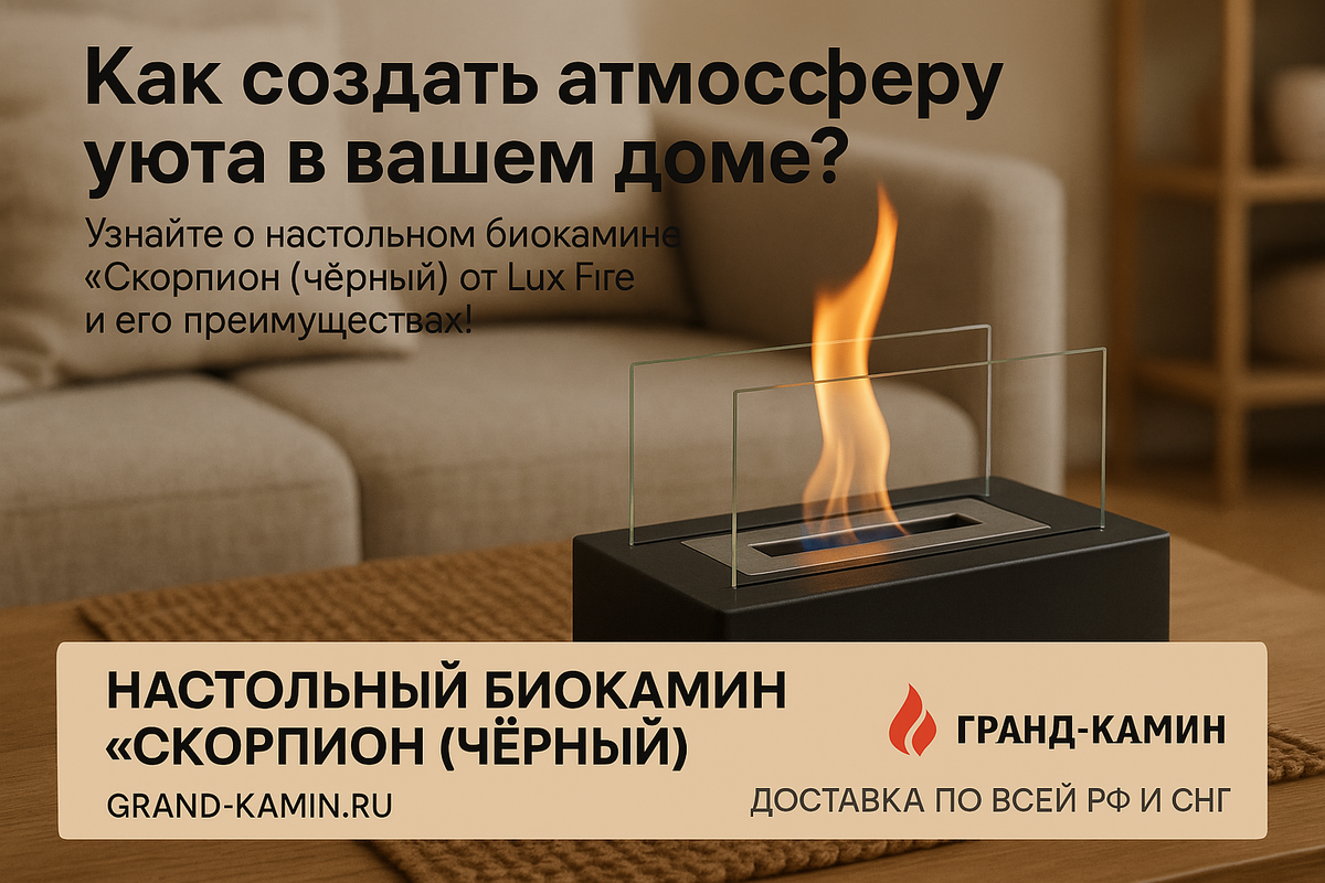    Создайте идеальный уют: как настольный биокамин 'Скорпион (черный)' от Lux Fire изменит ваш дом навсегда Kamin