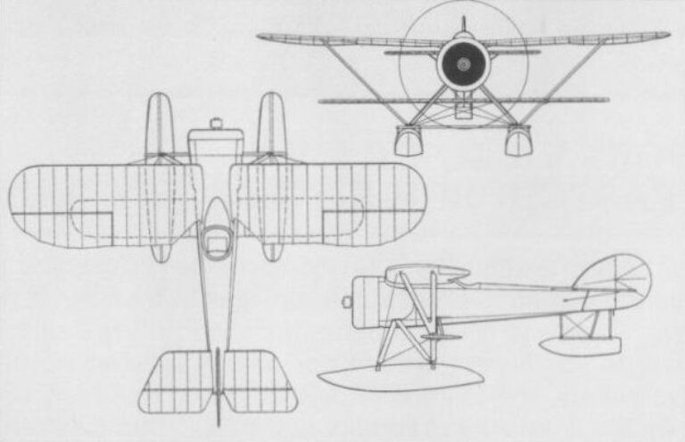 схема опытного поплавкового гидросамолета-перехватчика Port Victoria P.V.2. Чертеж flyingmachines.ru