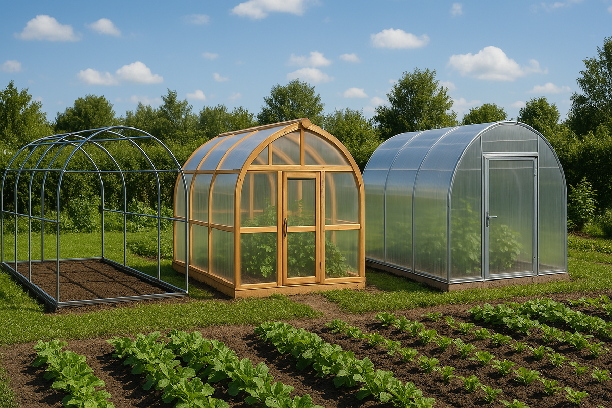 Различные материалы каркаса теплицы