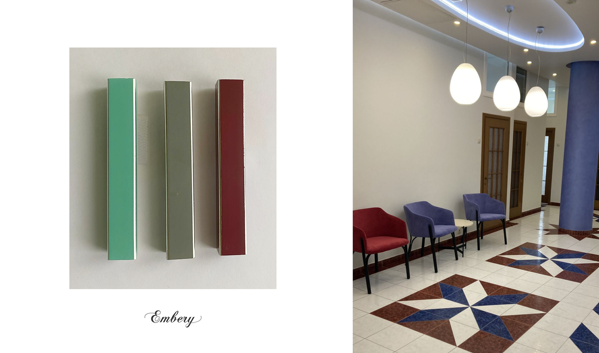 Справа цвета, которые нужно было отобразить в оформлении салона