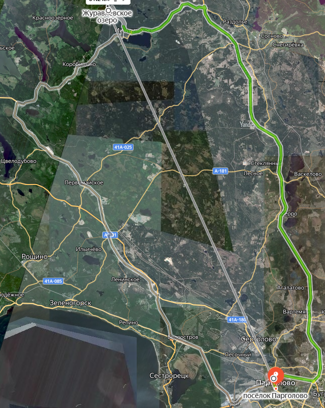 Расстояние до Журавлёвского озера.