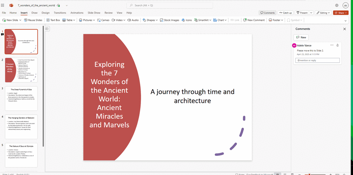 Изображение: Microsoft. Сохранение примечаний к контенту в "Microsoft PowerPoint".