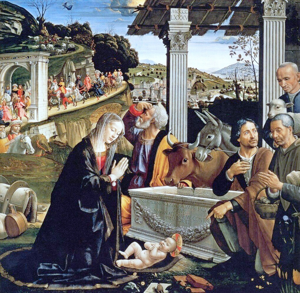 Гирландайо. Поклонение пастухов (1485). Санта-Тринита, Флоренция
