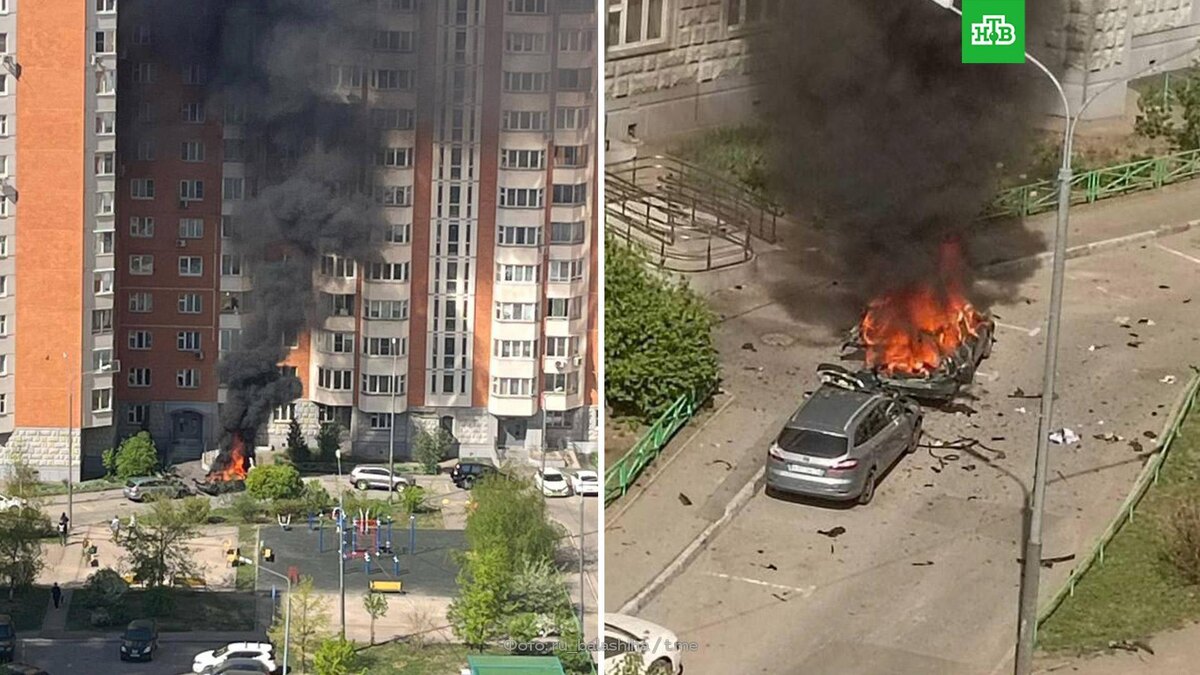    Автомобиль взорвался во дворе дома в Балашихе